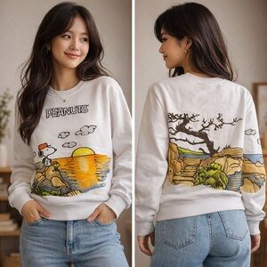 Peanuts Snoopy & Woodstock Sweatshirt Womens Sz Small Sweatshirt Warm! NWOT 2024